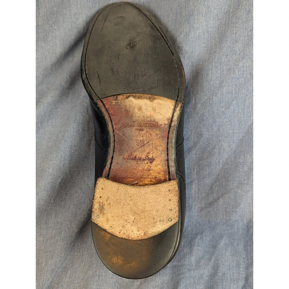 Louis Vuitton Mens Black Leather Epi Derby Shoes Made in Italy Size 9.5